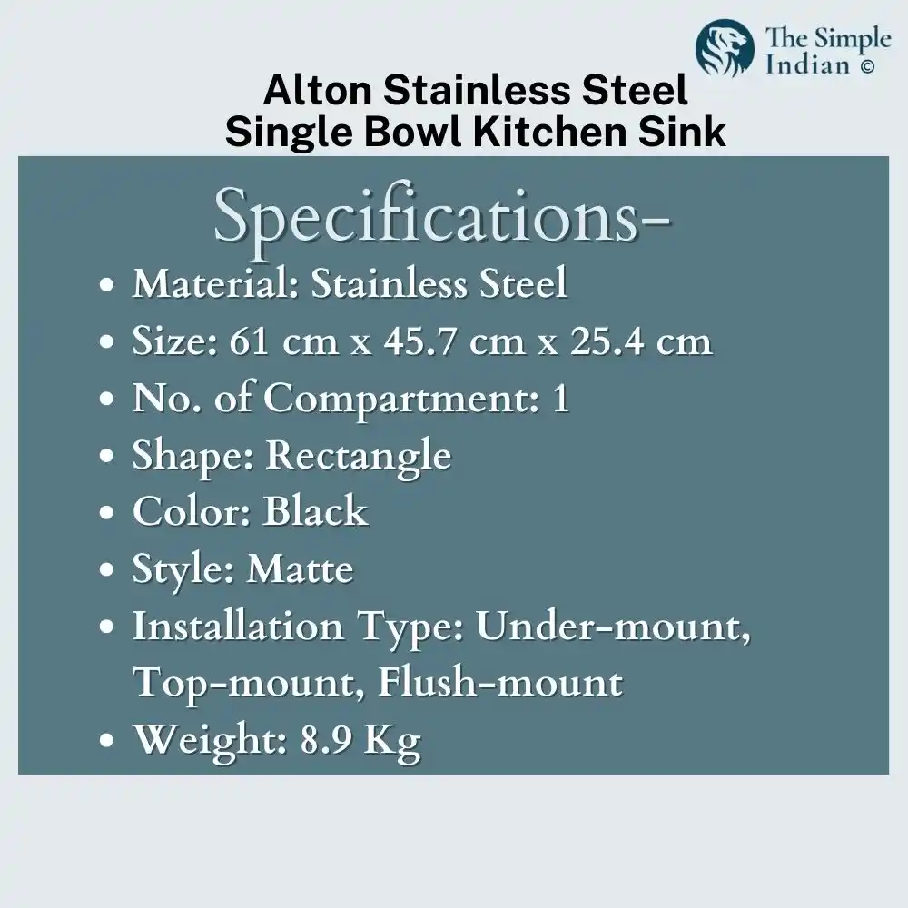 Alton single bowl stainless steel i